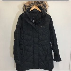 Marmot Varma Black Down Hooded Parka Large NWT